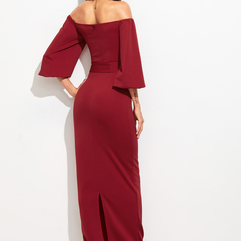 Sweetheart Off Shoulder Belted Dress - Picture 5 of 5